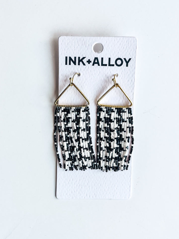Patricia Houndstooth Fringe Earring