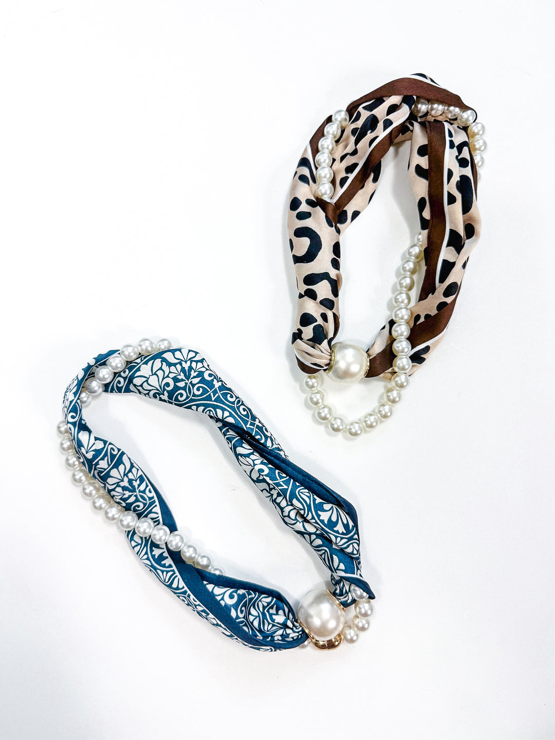 Pearl & Scarf Wrapped Necklace