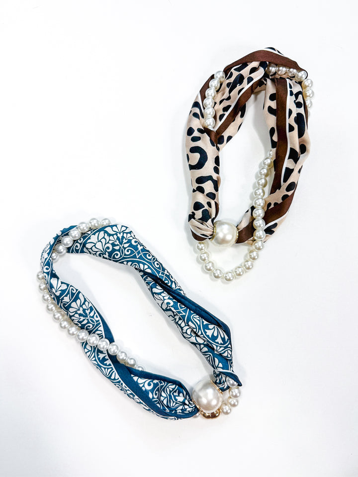 Pearl & Scarf Wrapped Necklace