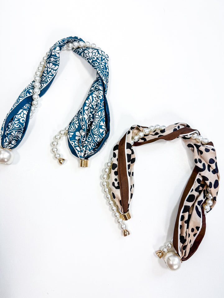 Pearl & Scarf Wrapped Necklace