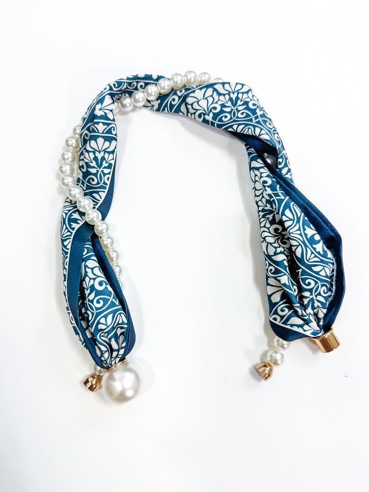 Pearl & Scarf Wrapped Necklace