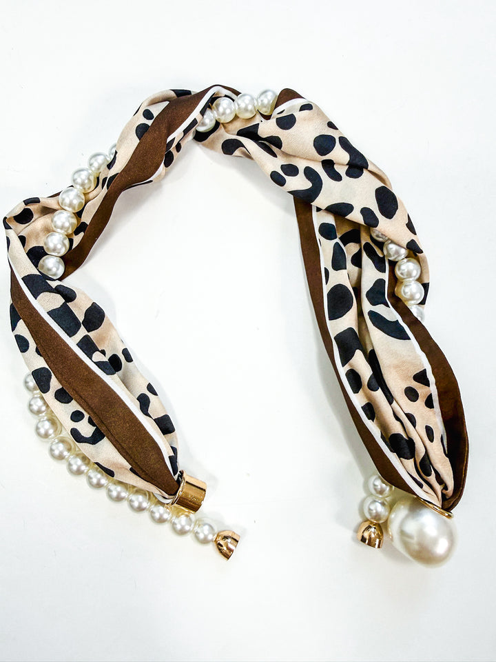 Pearl & Scarf Wrapped Necklace