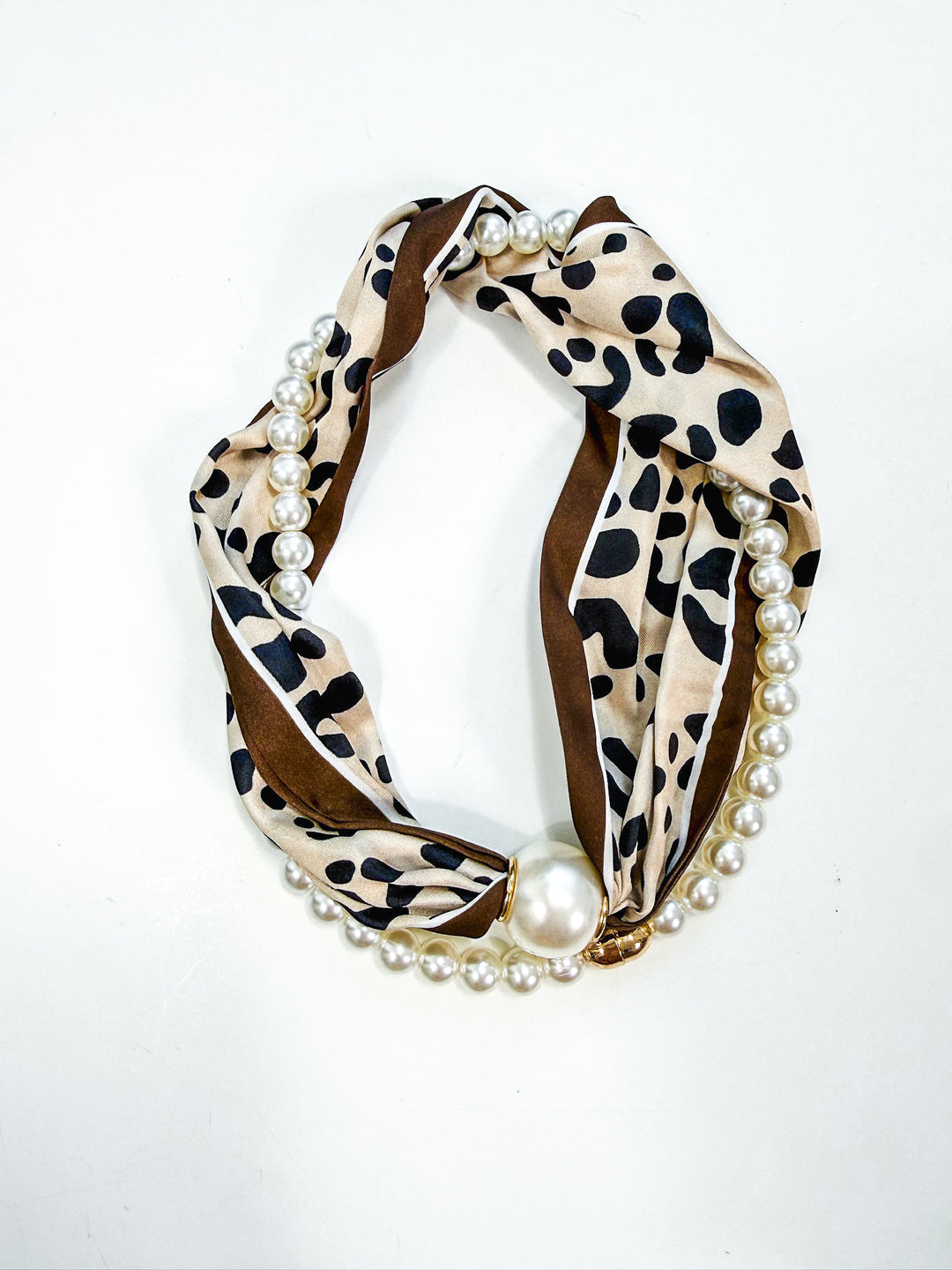 Pearl & Scarf Wrapped Necklace