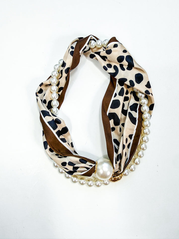 Pearl & Scarf Wrapped Necklace