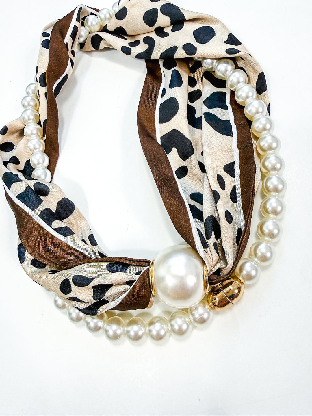 Pearl & Scarf Wrapped Necklace