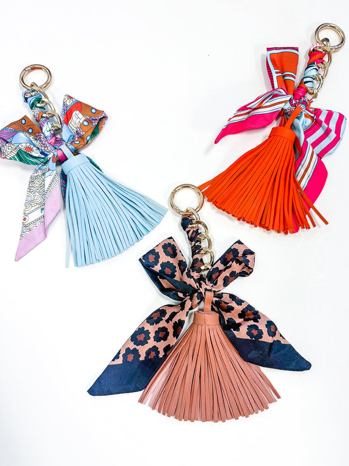 Scarf Keychain Bag Charm with Tassel