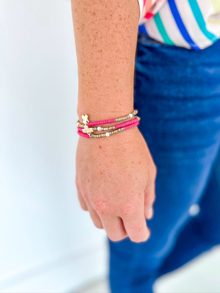 Rory Solid Bracelet with Gold & Pearls