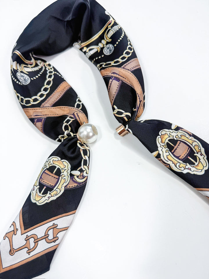 Long Magnetic Scarf Necklace with Pearl