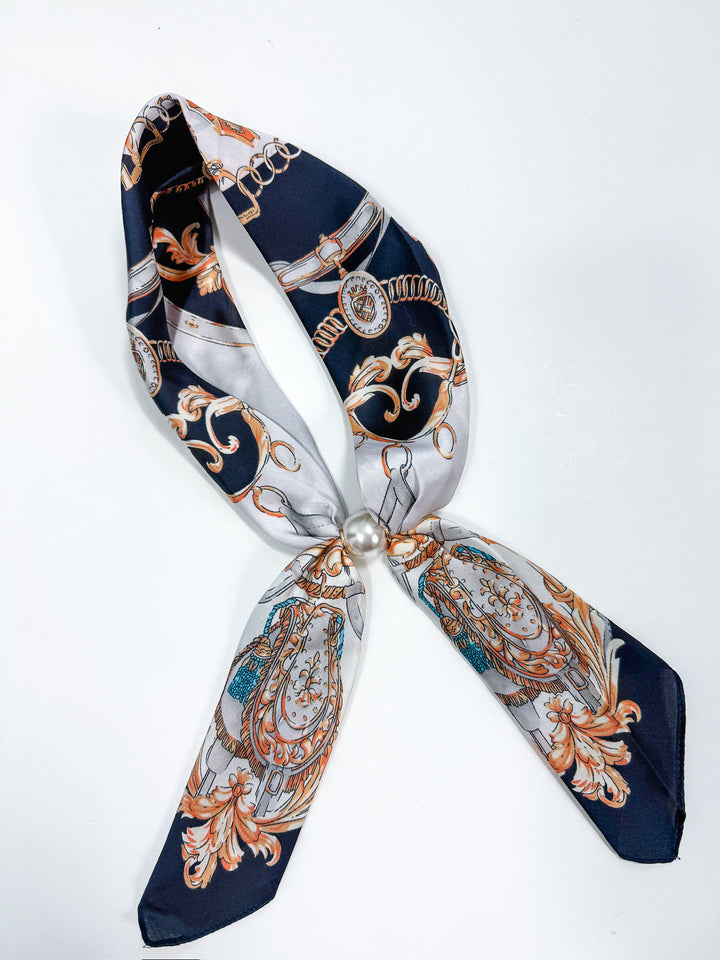 Long Magnetic Scarf Necklace with Pearl