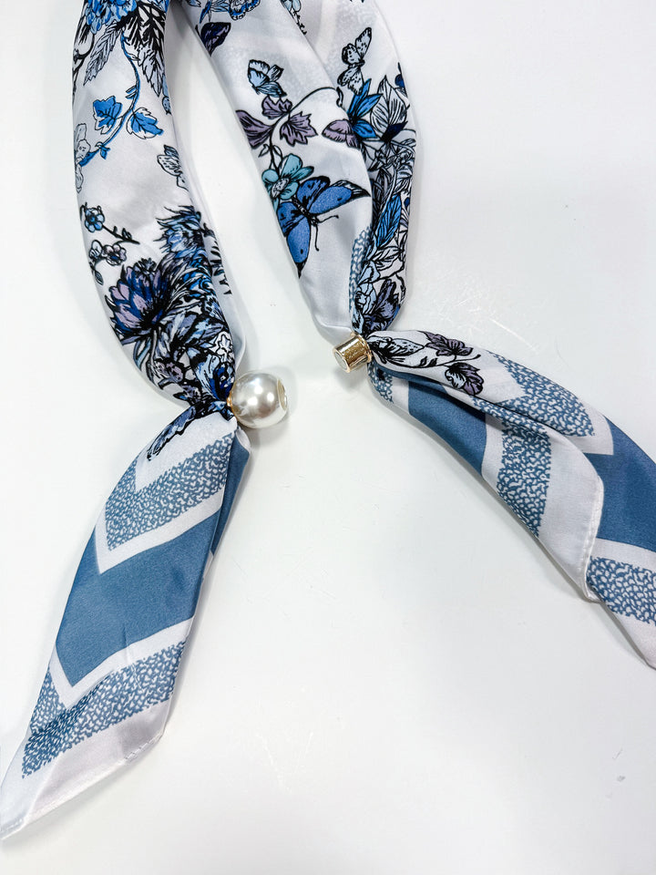 Long Magnetic Scarf Necklace with Pearl