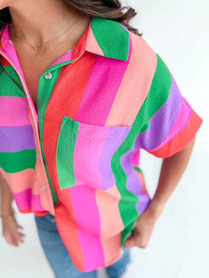 Color Splash Button Down Blouse