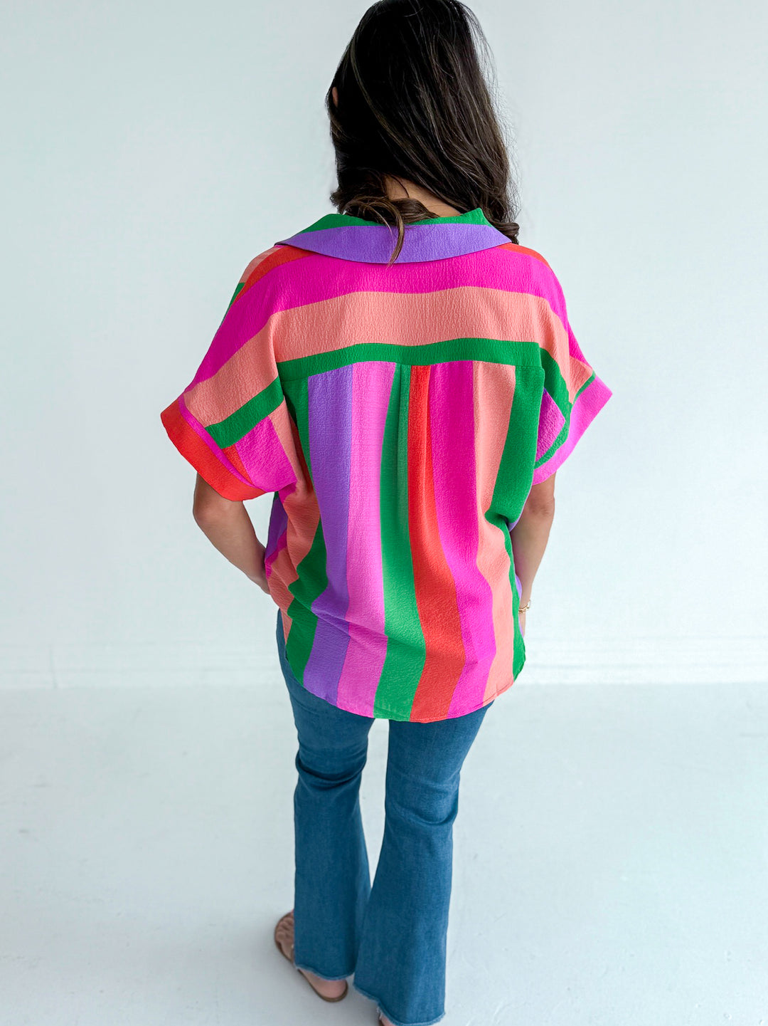 Color Splash Button Down Blouse