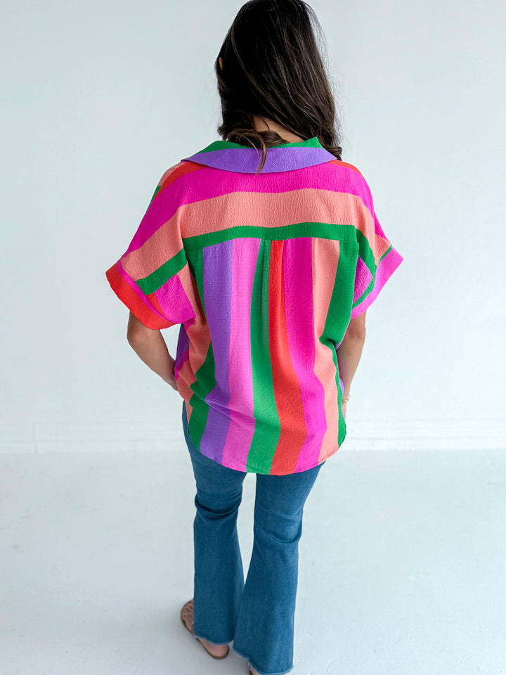 Color Splash Button Down Blouse