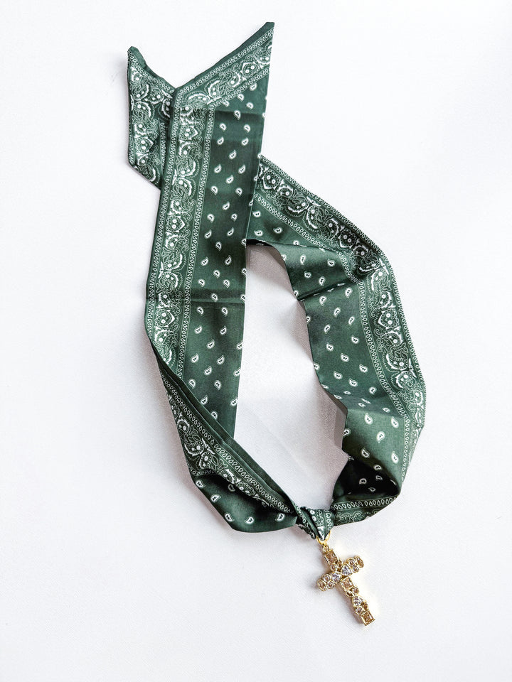 Fab & Faithful Scarf Necklace with Rhinestone Cross
