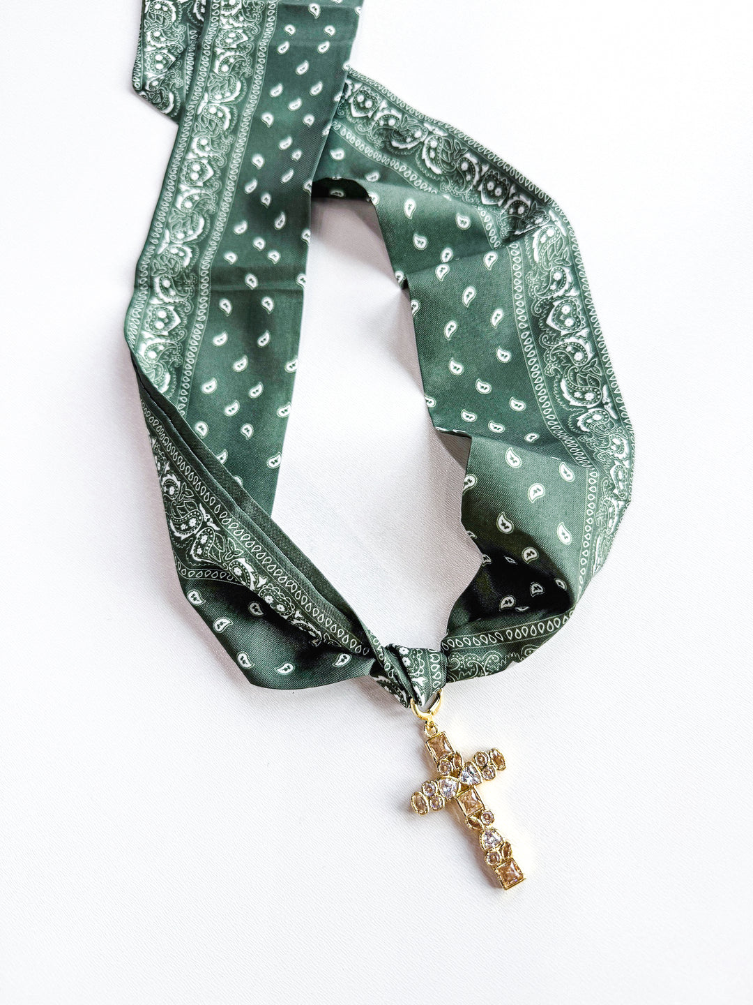 Fab & Faithful Scarf Necklace with Rhinestone Cross