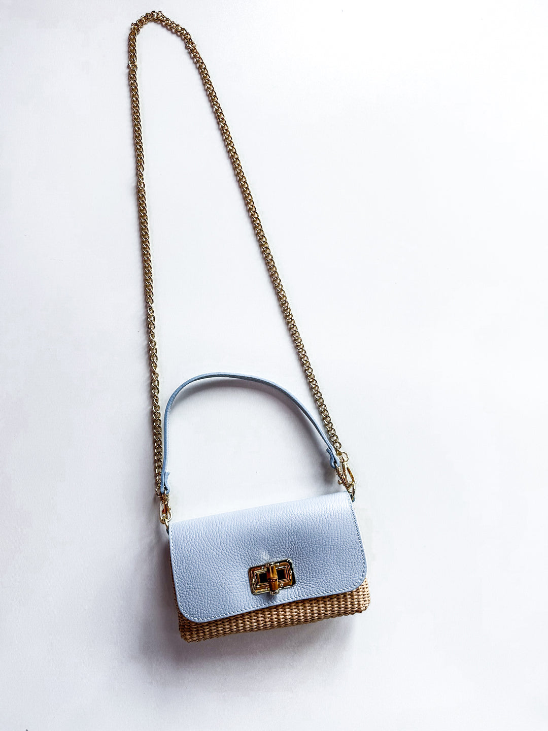 Genuine Leather Raffia Crossbody