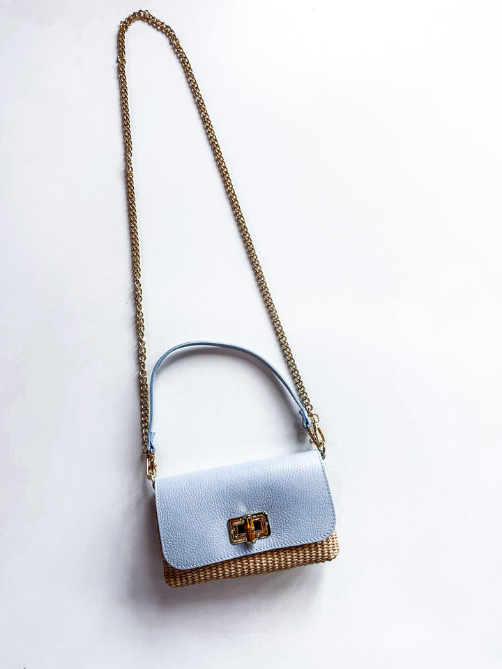 Genuine Leather Raffia Crossbody