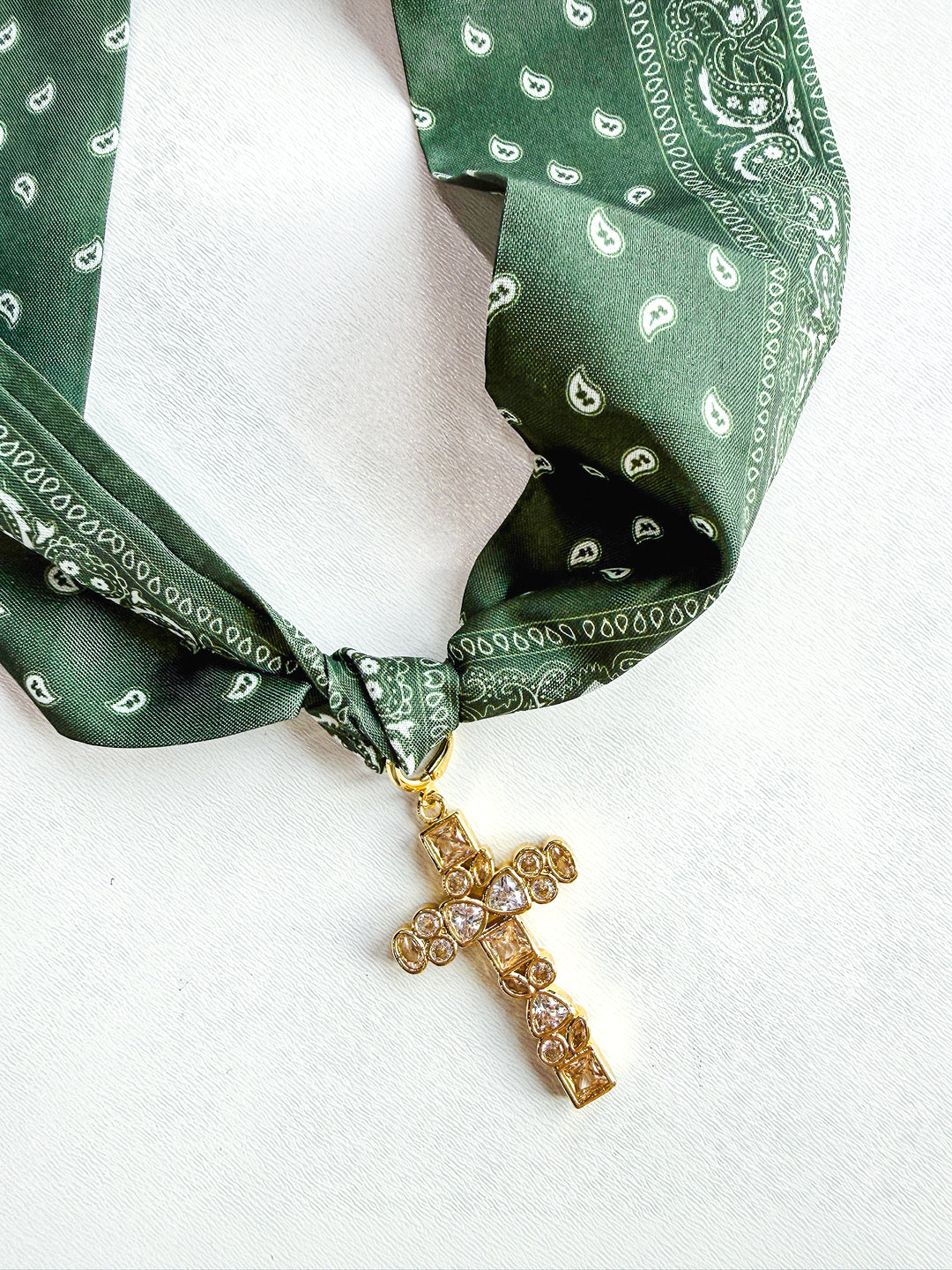 Fab & Faithful Scarf Necklace with Rhinestone Cross
