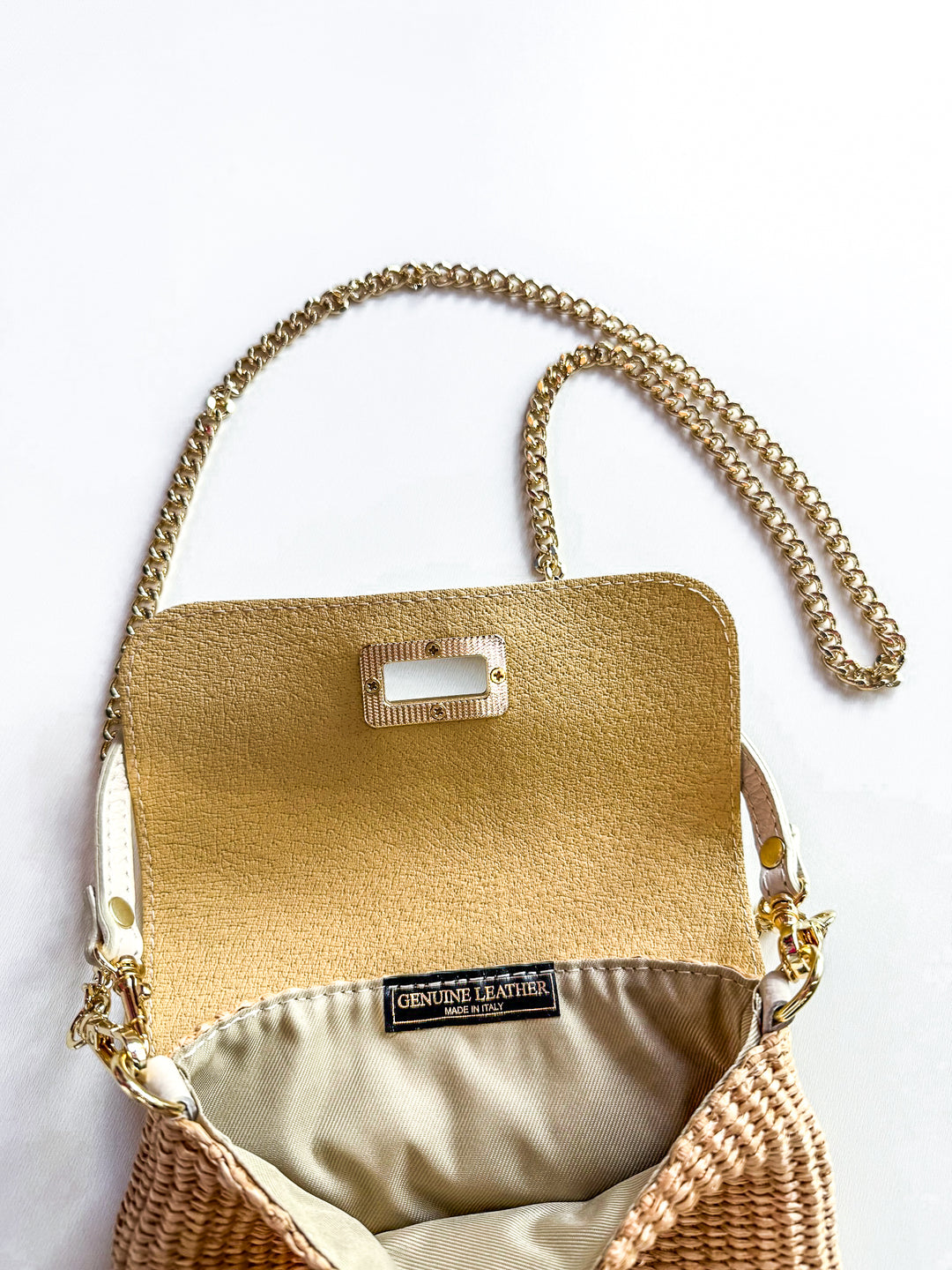 Genuine Leather Raffia Crossbody