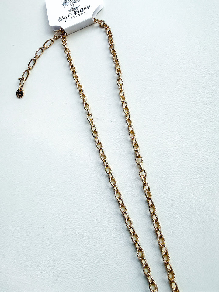 Long Chain Necklace with Stones & Charms
