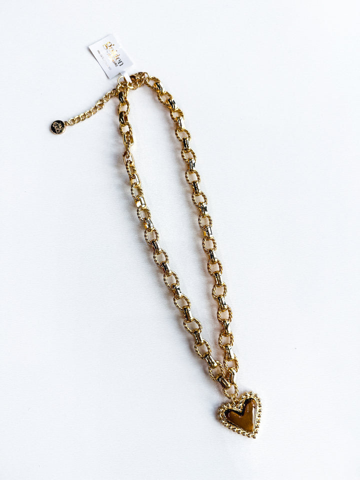 18K Gold Plated Chain Necklace with Tortoise Heart