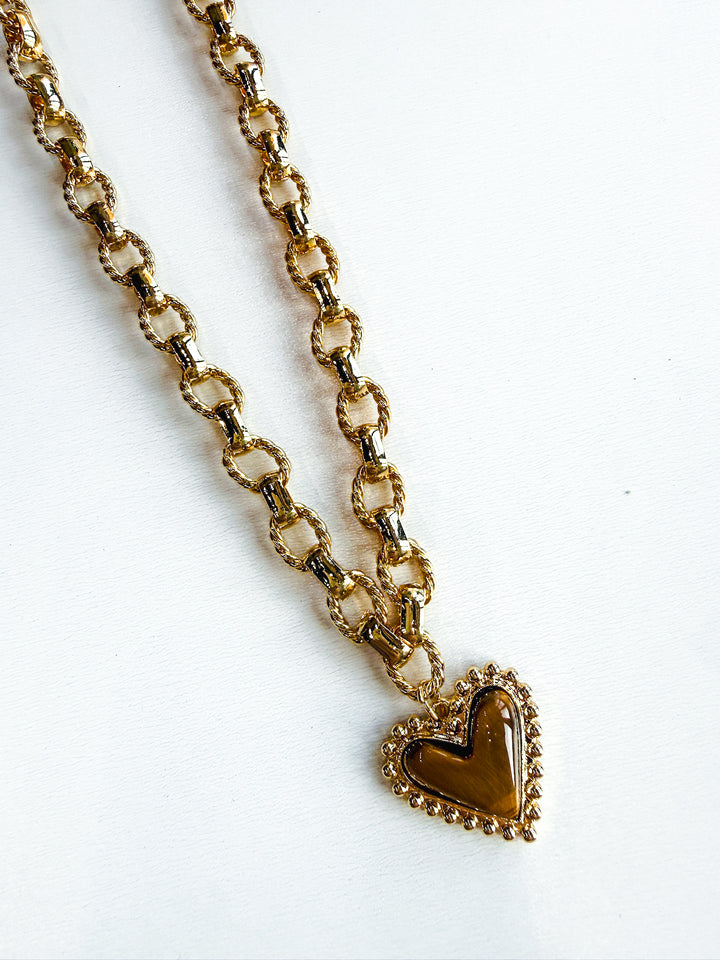 18K Gold Plated Chain Necklace with Tortoise Heart