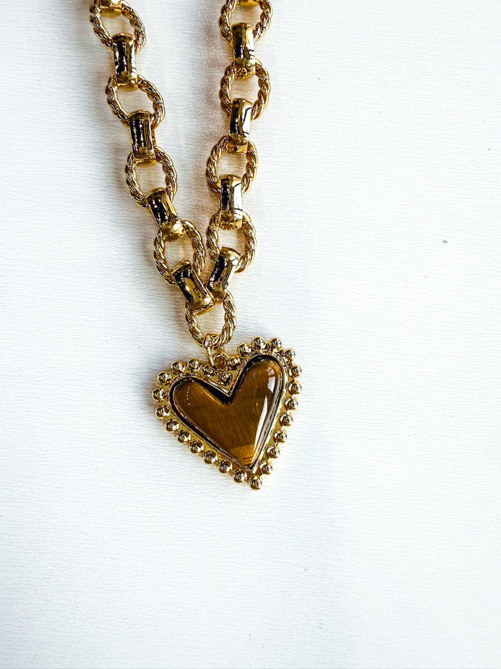 18K Gold Plated Chain Necklace with Tortoise Heart