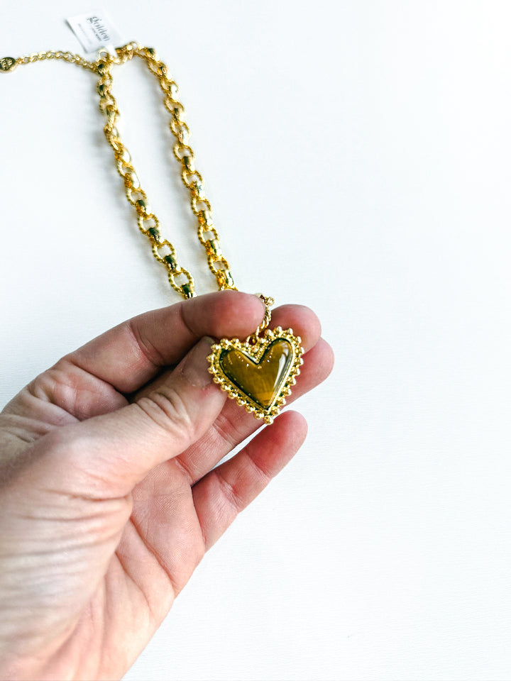 18K Gold Plated Chain Necklace with Tortoise Heart