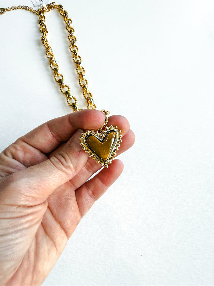 18K Gold Plated Chain Necklace with Tortoise Heart
