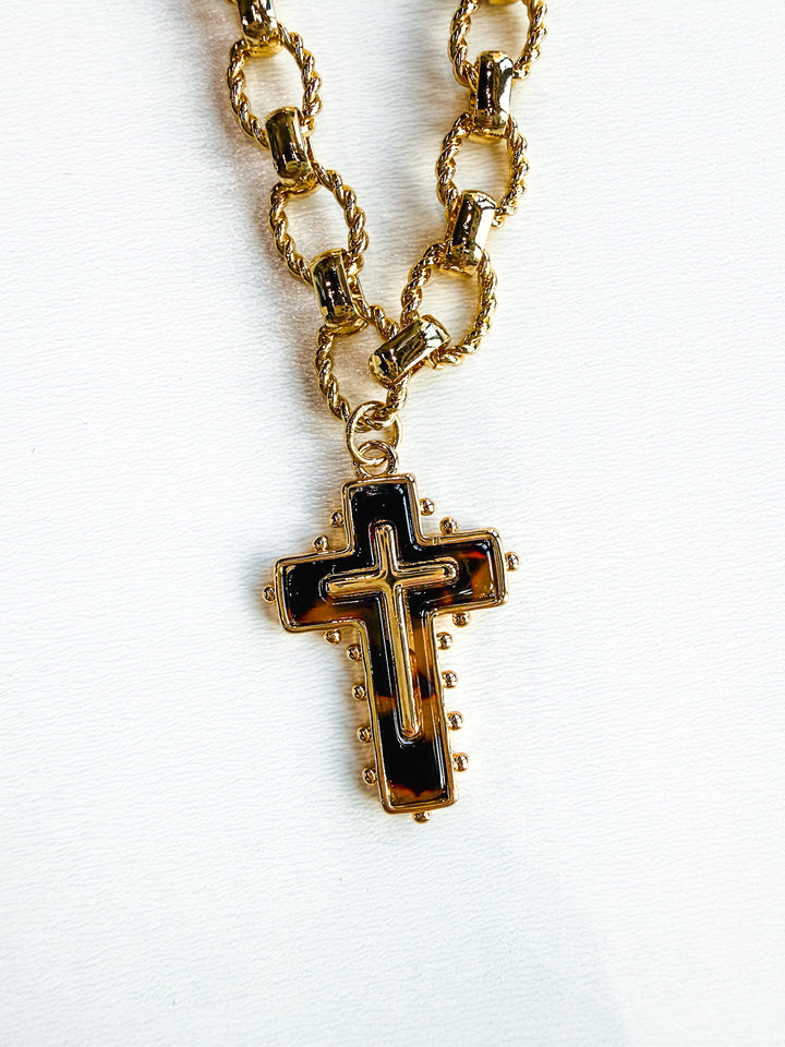 18K Gold Plated Chain Bracelet with Gold Cross