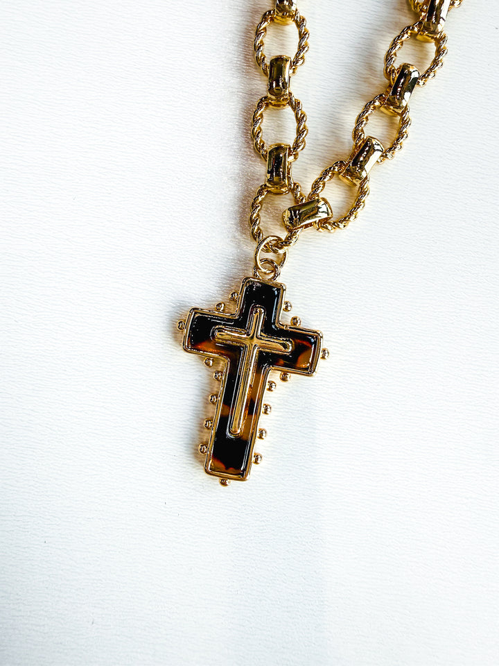 18K Gold Plated Chain Bracelet with Gold Cross