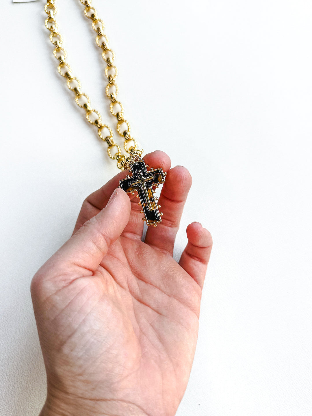 18K Gold Plated Chain Bracelet with Gold Cross