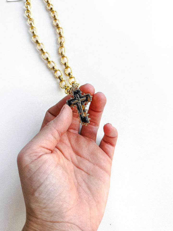 18K Gold Plated Chain Bracelet with Gold Cross