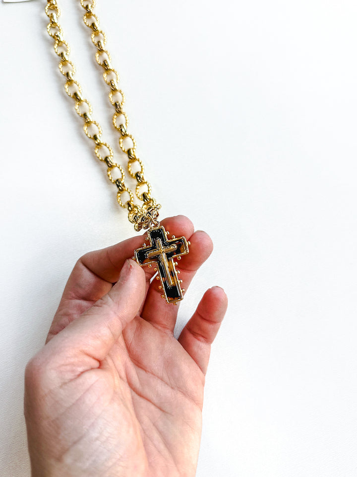 18K Gold Plated Chain Bracelet with Gold Cross