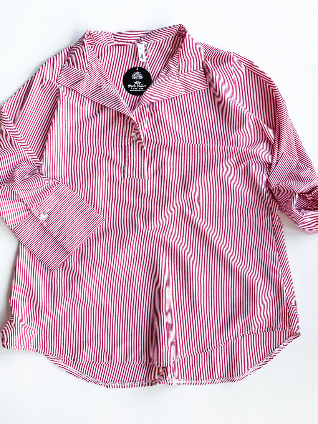 Seeing Stripes Blouse with Detail Button
