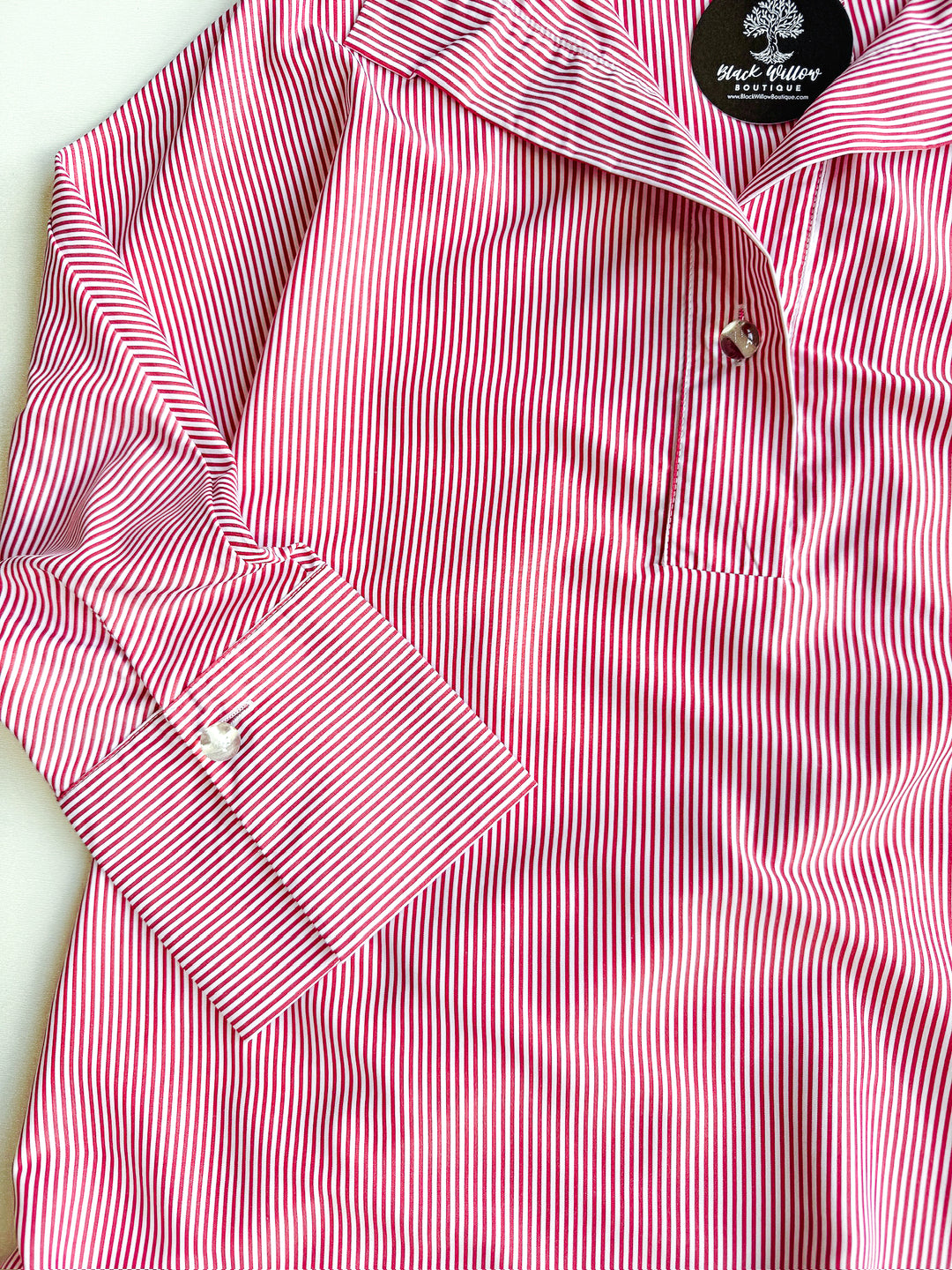 Seeing Stripes Blouse with Detail Button