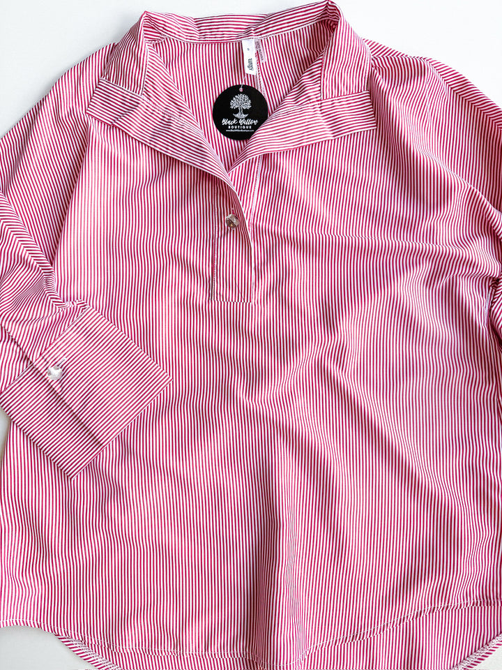 Seeing Stripes Blouse with Detail Button