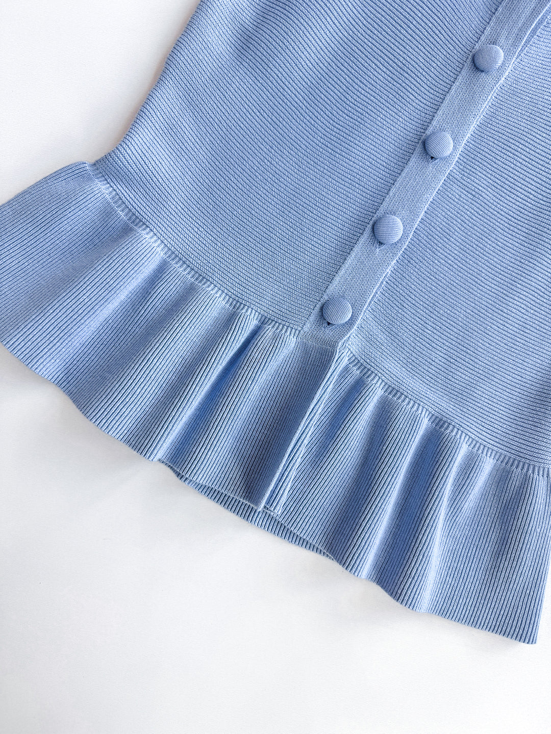 Button Front Peplum Sweater