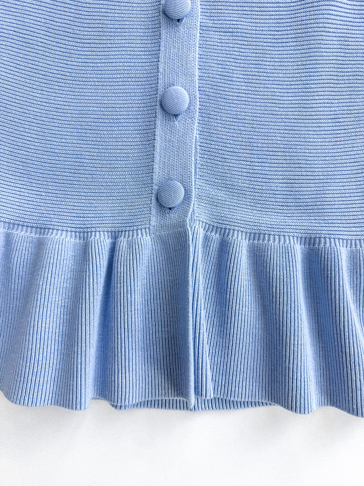 Button Front Peplum Sweater