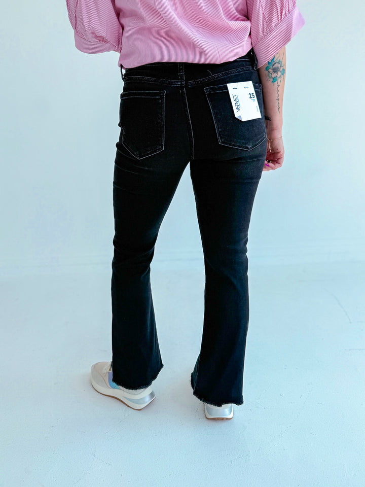Vervet Mid Rise Super Soft Crop Flare Black