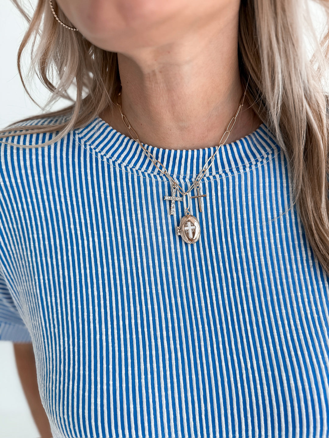 Chain Necklace with Multi Cross Charms