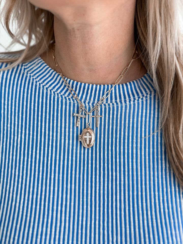 Chain Necklace with Multi Cross Charms