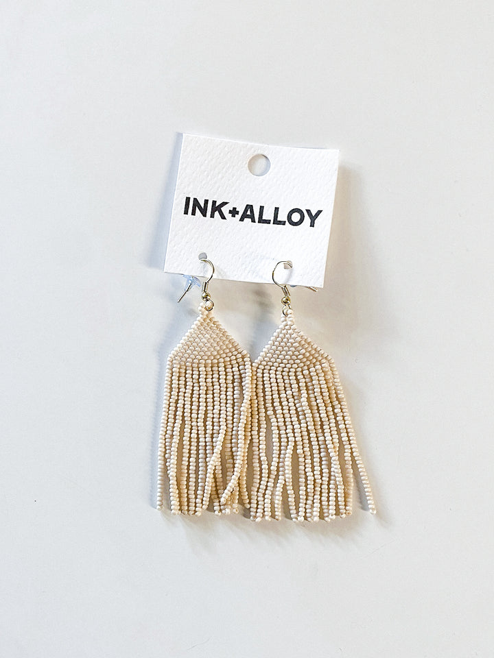 Michele Solid Beaded Fringe Earring