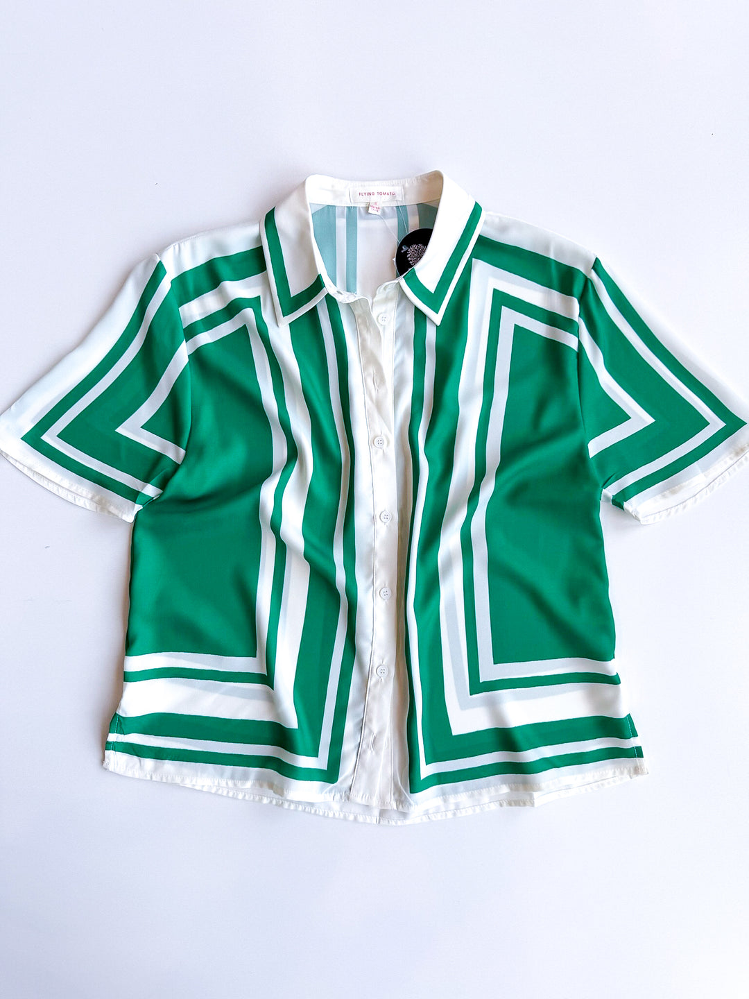 Geo Chic Collared Blouse