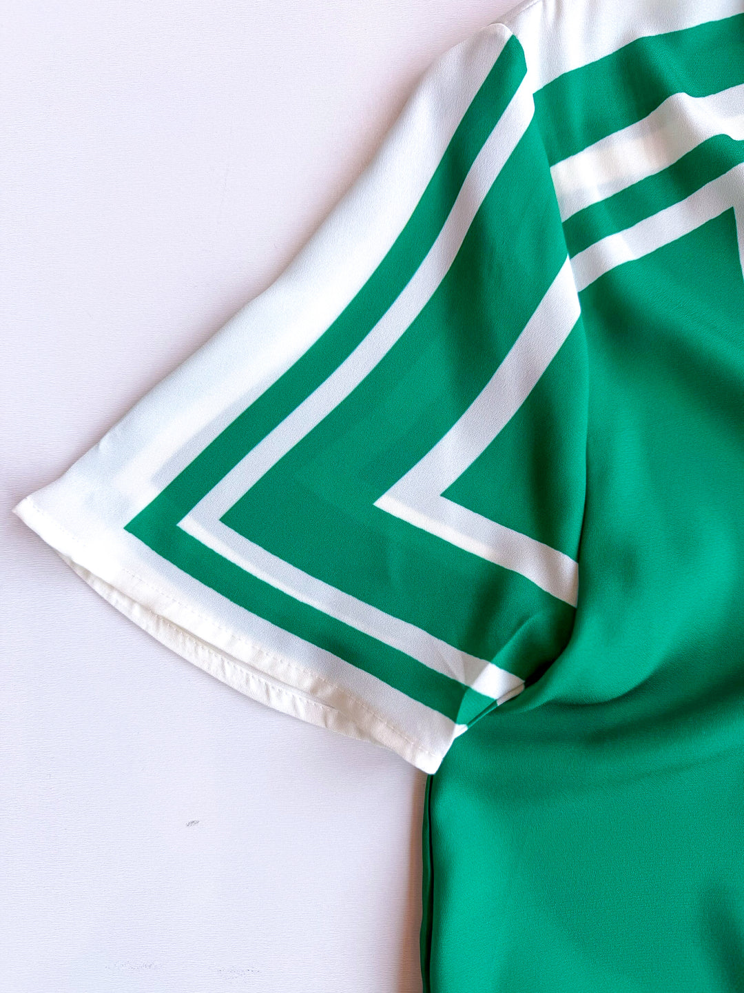 Geo Chic Collared Blouse