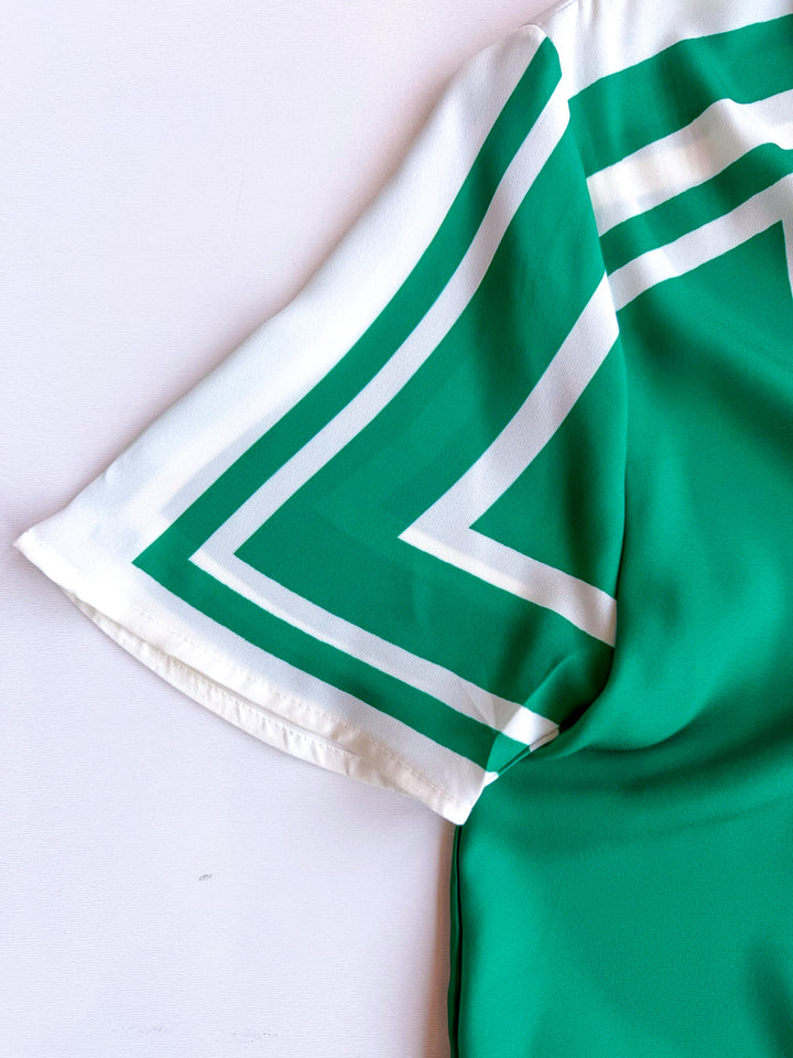 Geo Chic Collared Blouse