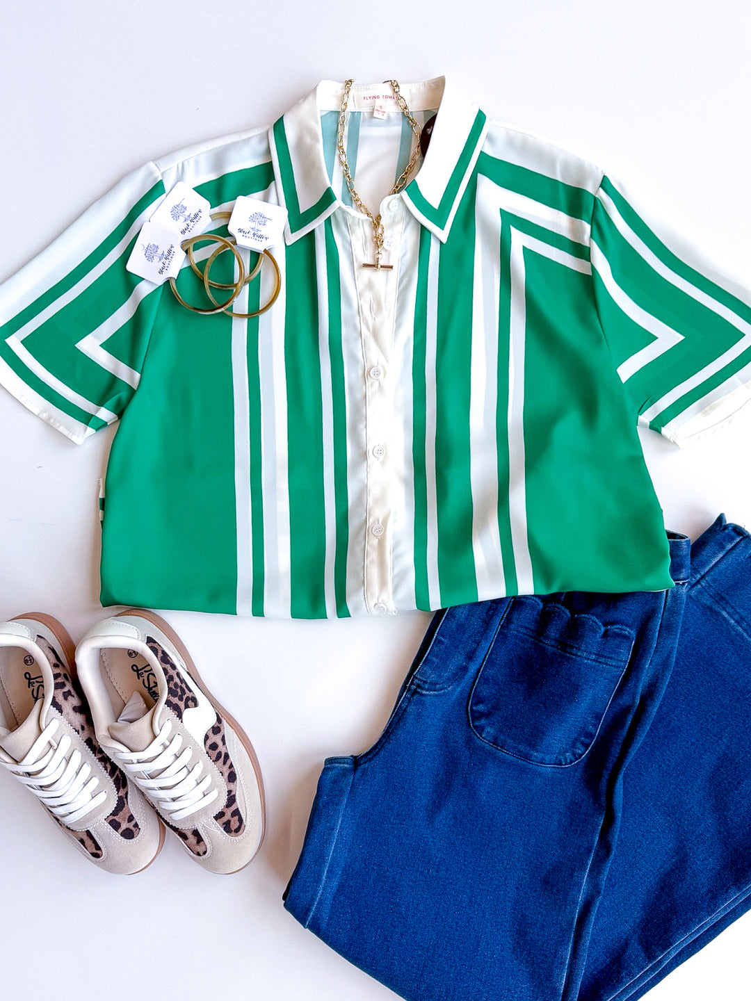 Geo Chic Collared Blouse