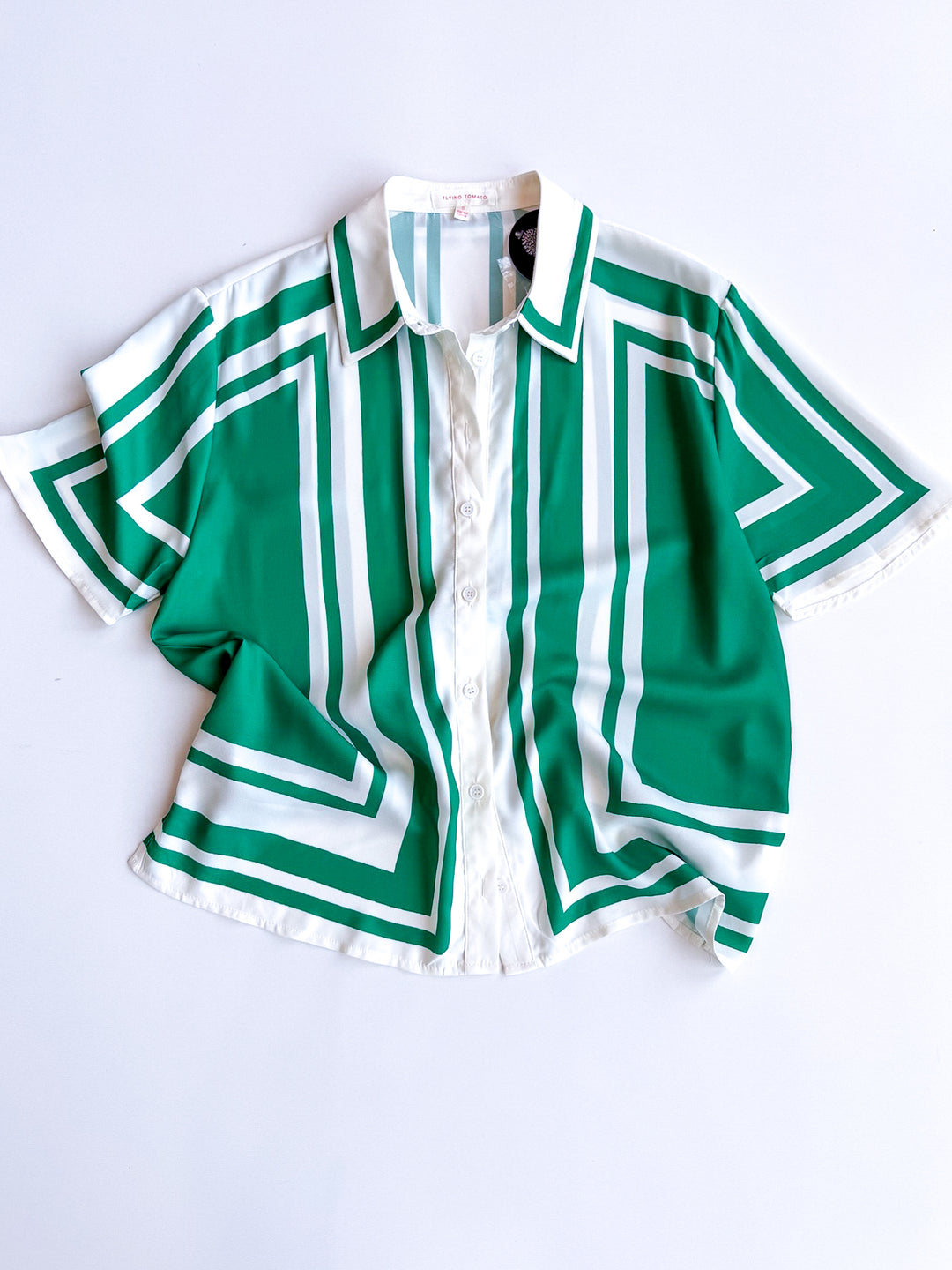Geo Chic Collared Blouse