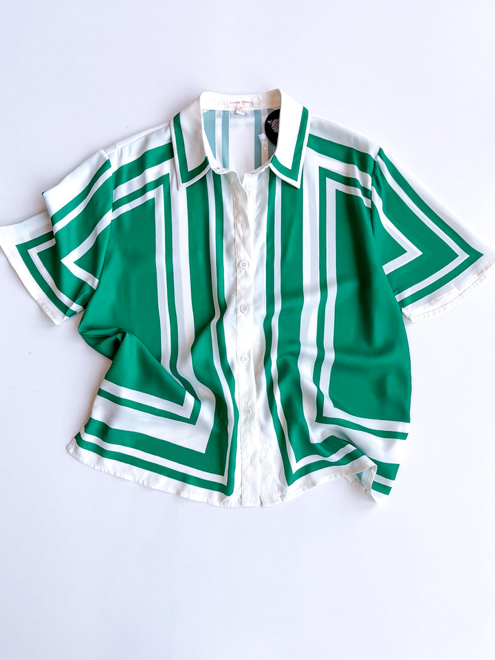 Geo Chic Collared Blouse