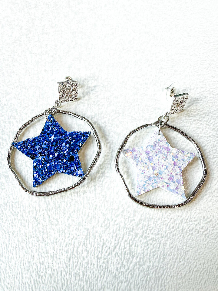 Glitter Star Statement Earrings